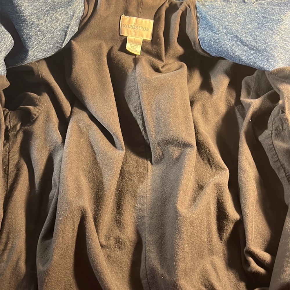 Vintage Nordstrom Denim Full Length Trench Coat L - Picture 12 of 14